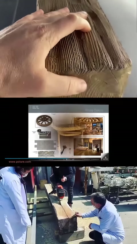 Kiriş numunesinin iç köşesi ve damarlı dış kaplaması inceleniyor