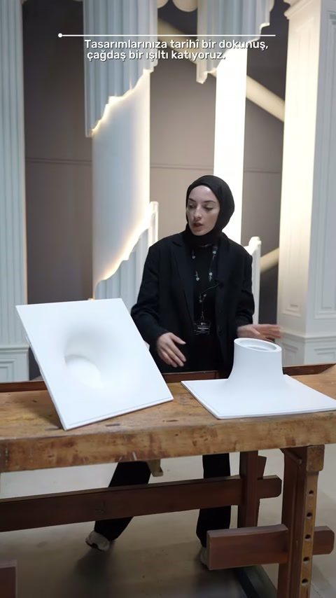 İki armatür örneğinin kare tabanları ve farklı formları görülüyor.