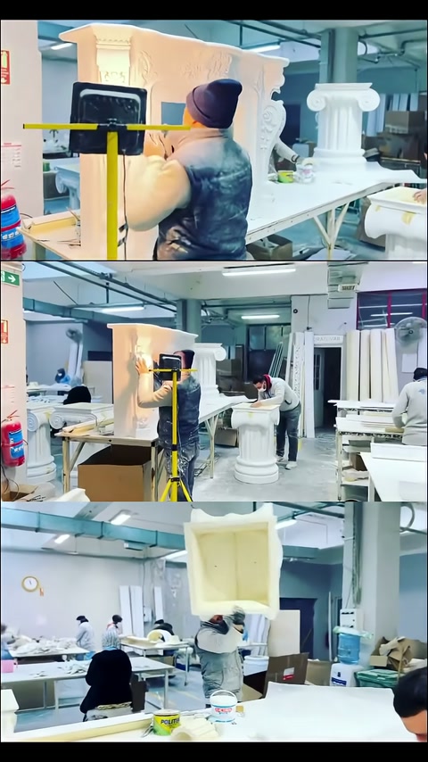Sütun biçimli dekoratif ayak kaldırılarak alt yüzeyi kontrol ediliyor