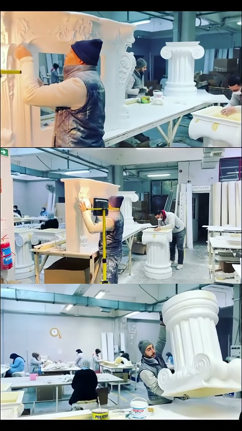 Usta masa çerçevesini işlerken sütun ayağı tezgâhta inceleniyor