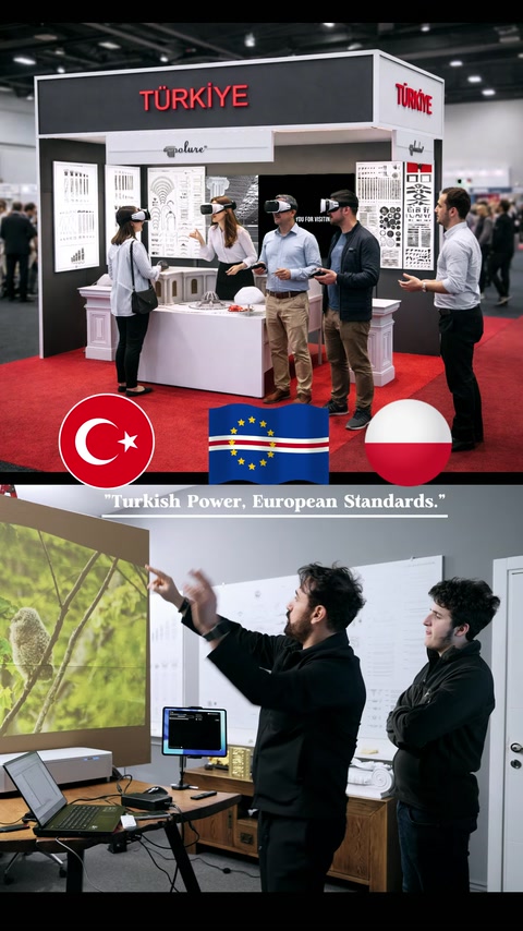 Duvara yansıtılan mekân tasarımını değerlendiren proje ekibi