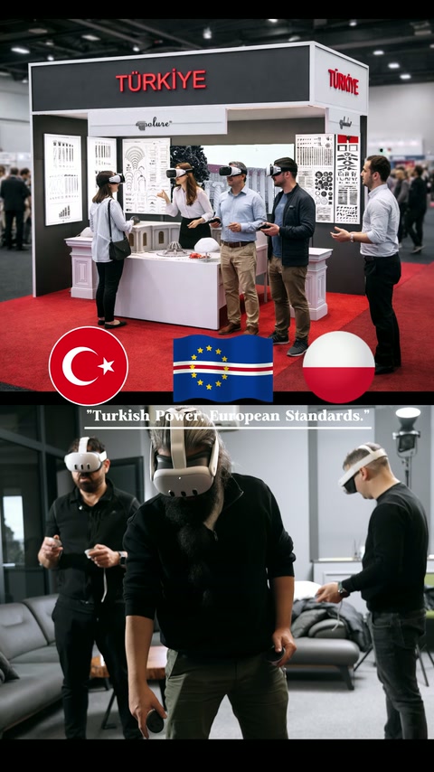 VR başlıklarını kullanan katılımcılar sanal mekânda birlikte ilerliyor
