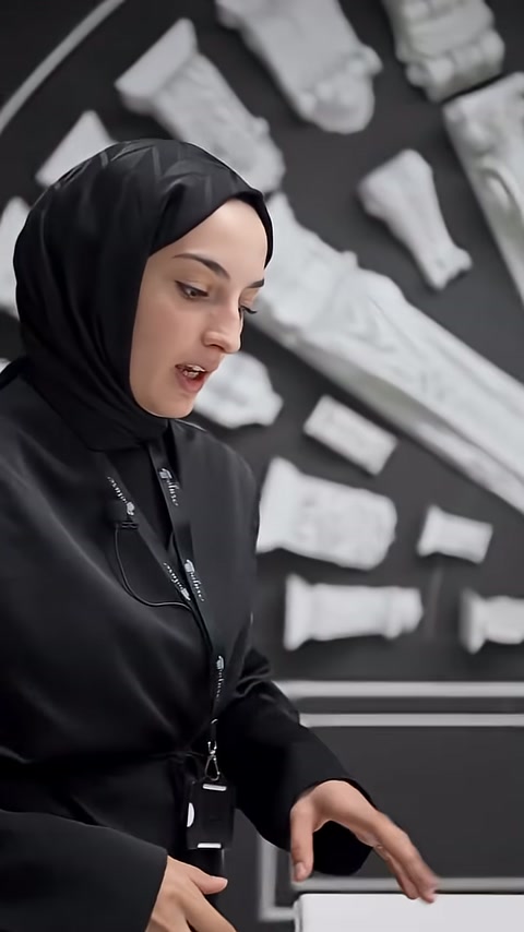 Sunucu masa üzerindeki beyaz işlemeli payandayı eline almaya hazırlanıyor
