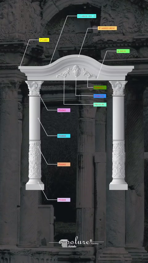 Kaide parçaları eklenerek iki dekoratif sütunun montaj şeması tamamlanıyor