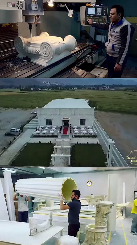 Makinedeki volütlü başlık, bahçeli salon ve dekor uygulaması sergileniyor.