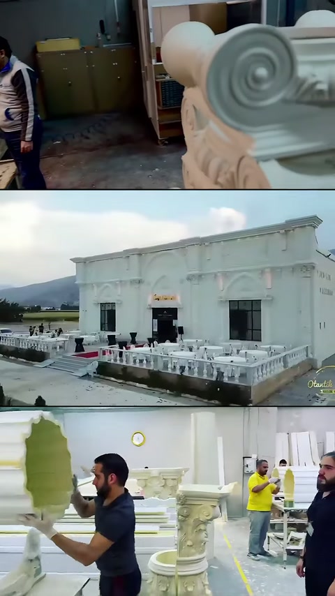 Volütlü başlık yakını, sütunlu dış cephe ve boyalı motif sergileniyor.