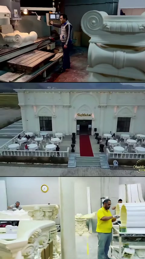 İşlenen klasik başlık, salon merdivenleri ve sarı kıyafetli usta görülüyor.
