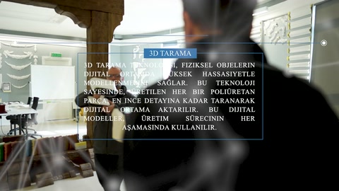 Atölyede sütun başlığı, dizüstü bilgisayar ve tarama ekibi bulunuyor.