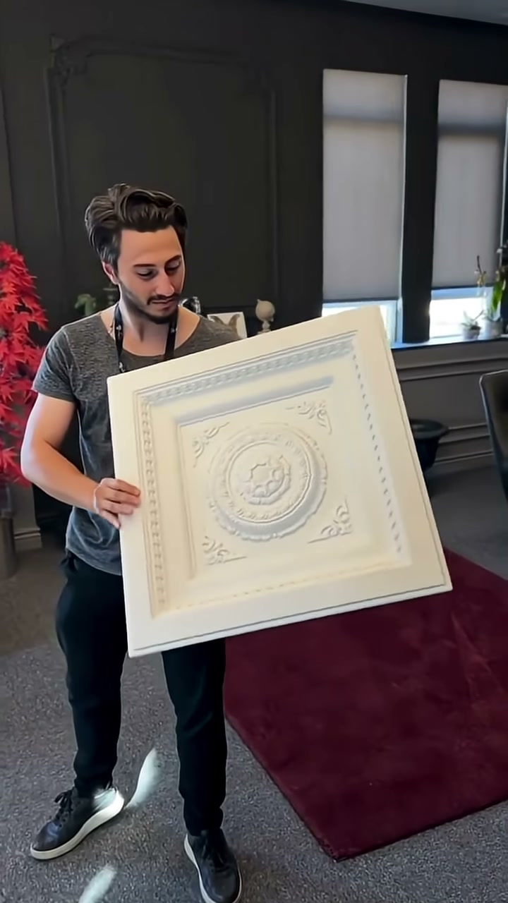 Kare Kaset Kubbe ve Geometrik Poliüretan Tavan Panelleri