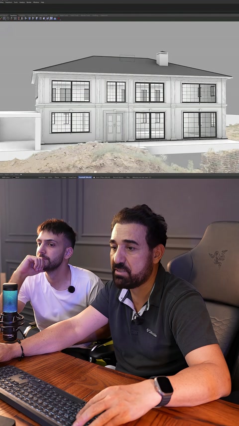 Simetrik söve ve pilaster düzenine sahip ön cephe modeli