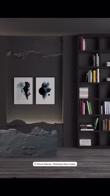 Kaya panellerle oluşturulan dekoratif duvar uygulamasının genel görünümü