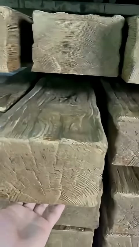 El ile kaldırılan kirişte kare kesit ve yaş halkaları görülüyor.