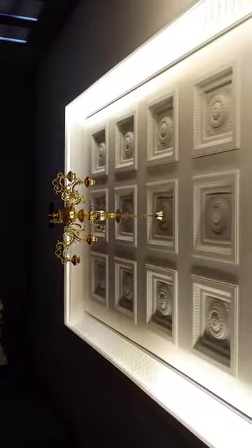 Tavandaki kubbe, desenli kartonpiyer ve gizli ışık uygulaması