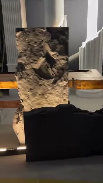 Siyah arka yüzlü parça, dik kaya panelin tabanına yaklaştırılıyor