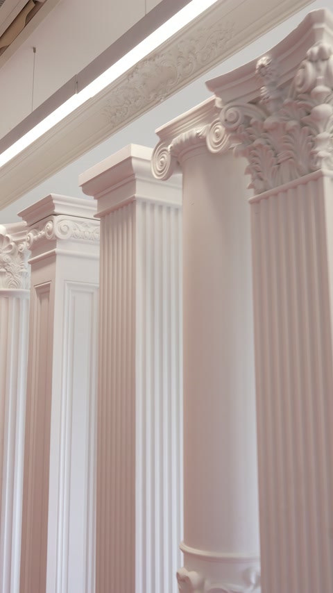Yuvarlak sütunlarla dikdörtgen pilaster modelleri aynı alanda görülüyor