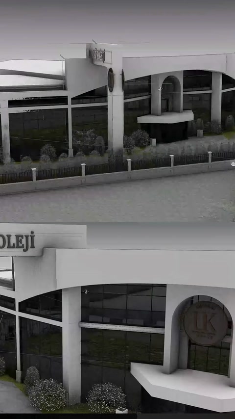Mevcut okul cephesinin kemerli giriş ve pencere detayları
