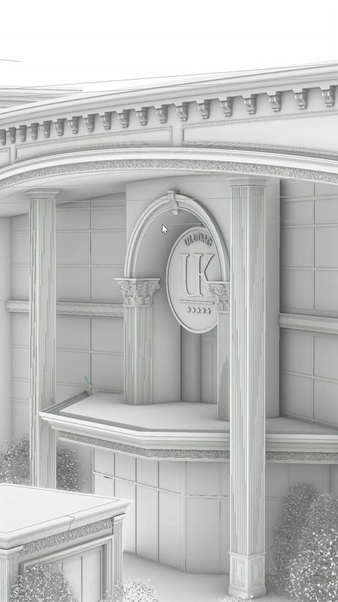 Kemerli pencere çevresindeki pilaster ve dekoratif cephe detayları