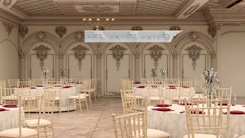 Dekoratif bordür profili klasik salon duvarlarının önünde tanıtılıyor