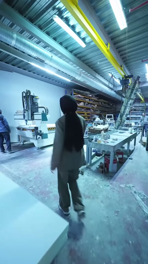 Sunucu panel üretim alanında CNC tezgâhına doğru ilerliyor