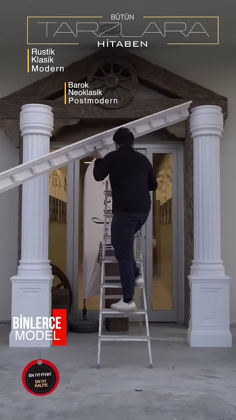 Usta merdivende beyaz üst profili giriş boyunca hizalıyor