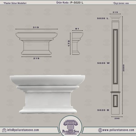 Poliüretan Plaster Sütun Modeli 5020 L
