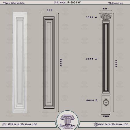 Poliüretan Dekoratif Sütun Modeli 5024 W