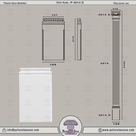 Poliüretan Plaster Sütun Başlık Modelleri 5014 D