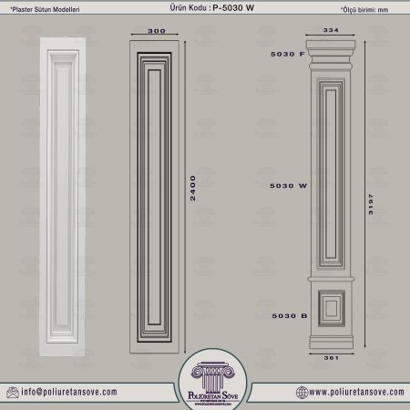 Poliüretan Plaster Sütun Modeli 5030 W