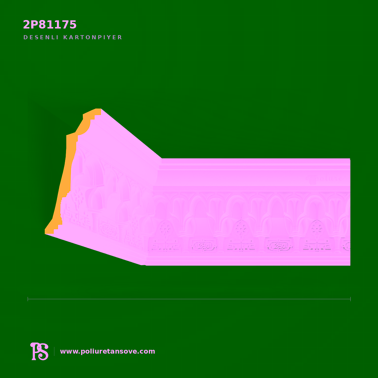 Poliüretan Kemer Motifli Geniş Kartonpiyer Profili 210x470 mm