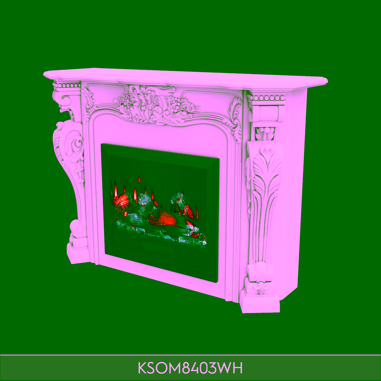 Poliüretan Oymalı Klasik Şömine Çerçevesi KSOM8403WH 1446x1050 mm