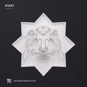 Selçuklu Çift Başlı Kartal Motifli Poliüretan Duvar Paneli P1037 905x905 mm