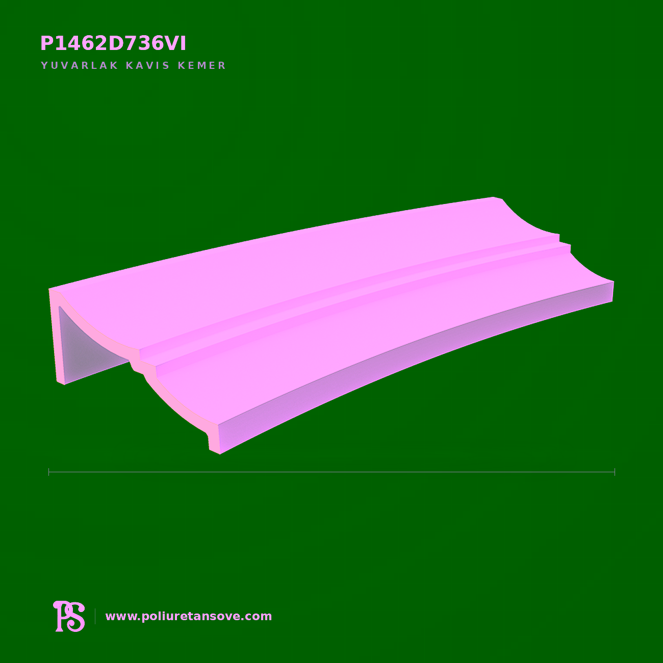 Poliüretan Kavisli Kemer Söve Modeli 18x128 cm P1462D736VI