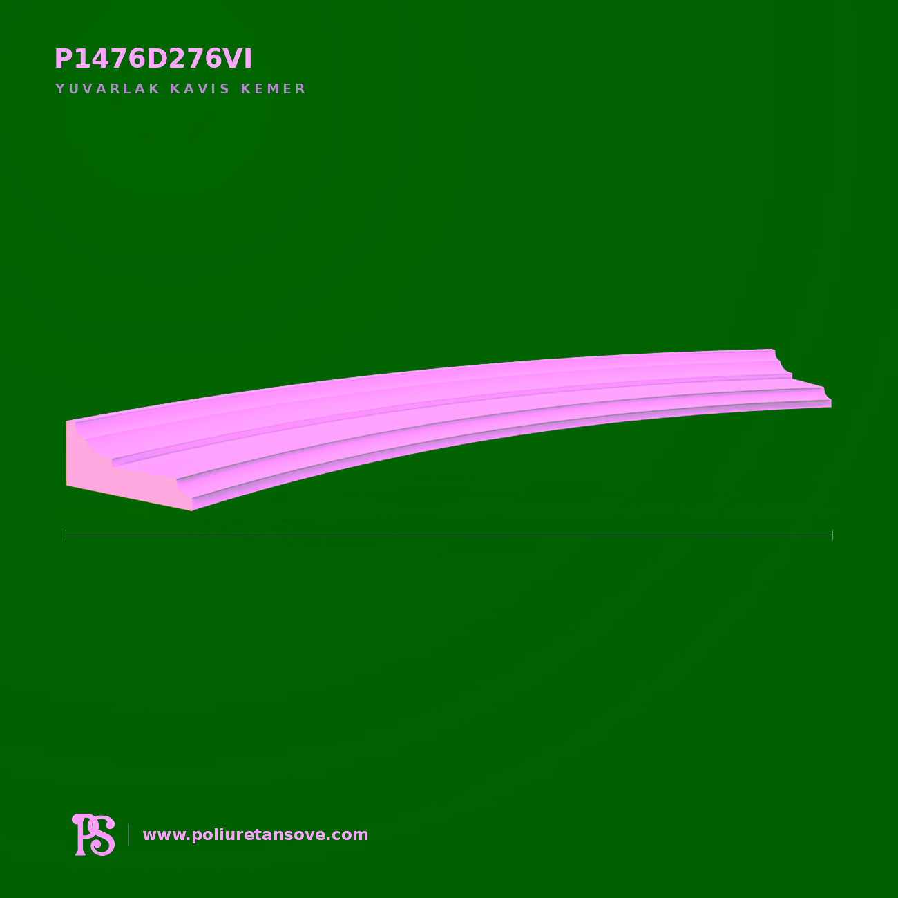 Poliüretan Kavisli Yuvarlak Söve Kemer Modeli 75x1254 mm
