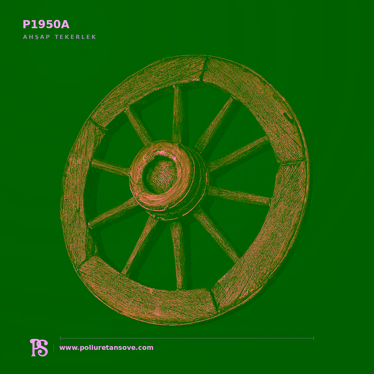Poliüretan Ahşap Deseni Rustik Duvar Tekerleği 670 mm P1950A