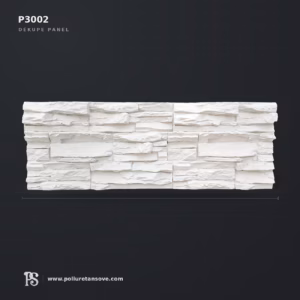Poliüretan Yatay Kırıklı Taş Desenli Duvar Paneli 300x950x30 mm