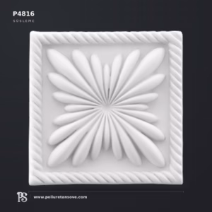 Kare Rölyefli Poliüretan Duvar Süslemesi ve Aplik Motif