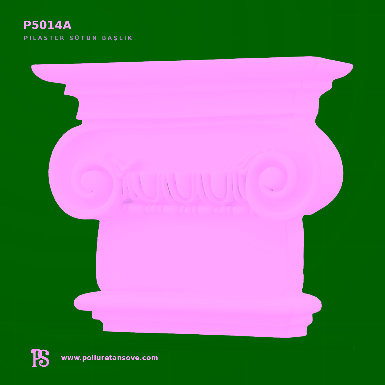 İyonik Tarz Poliüretan Pilaster Sütun Başlığı 19×22 cm