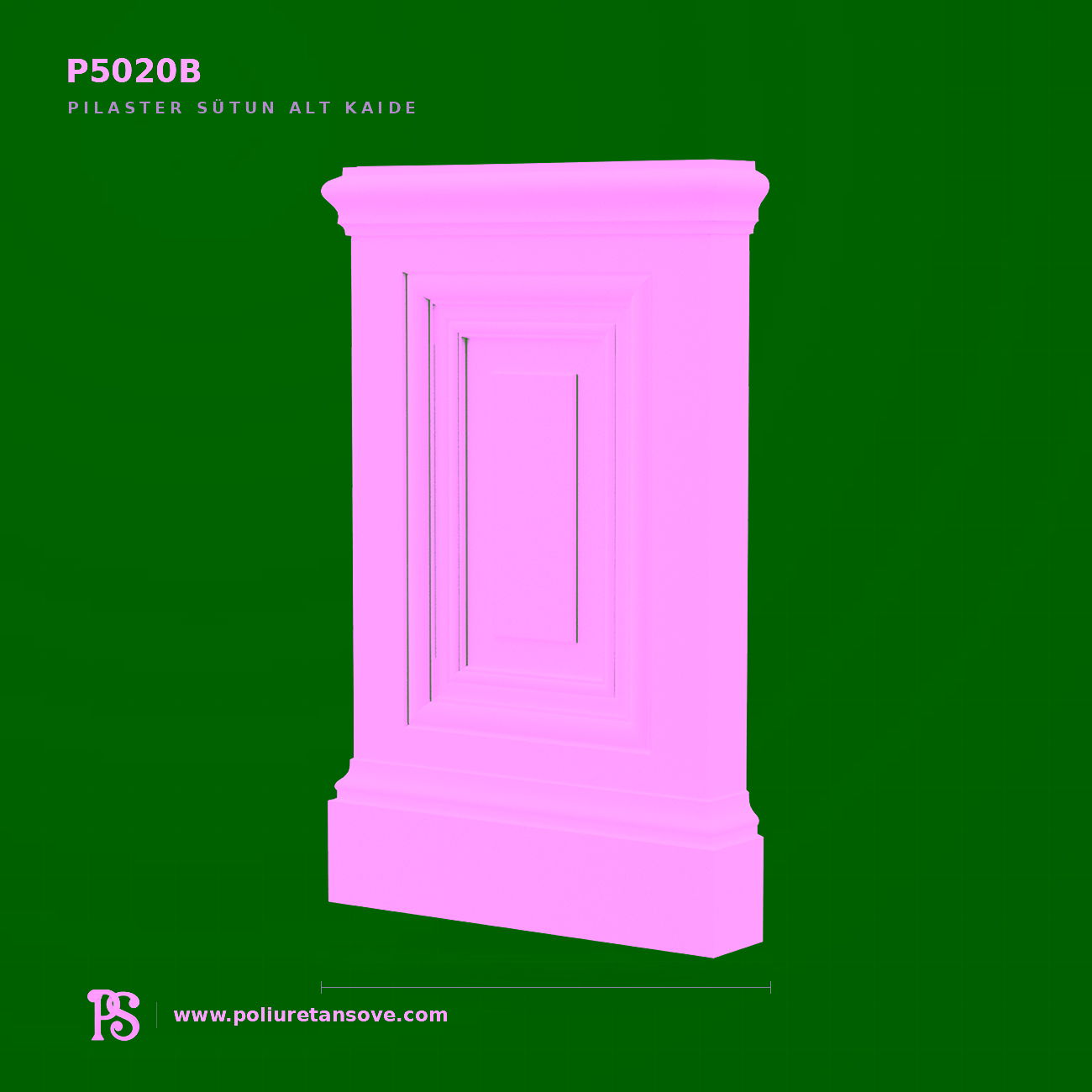 Poliüretan Pilaster Sütun Taban Kaidesi Elemanı 42x227x362 mm