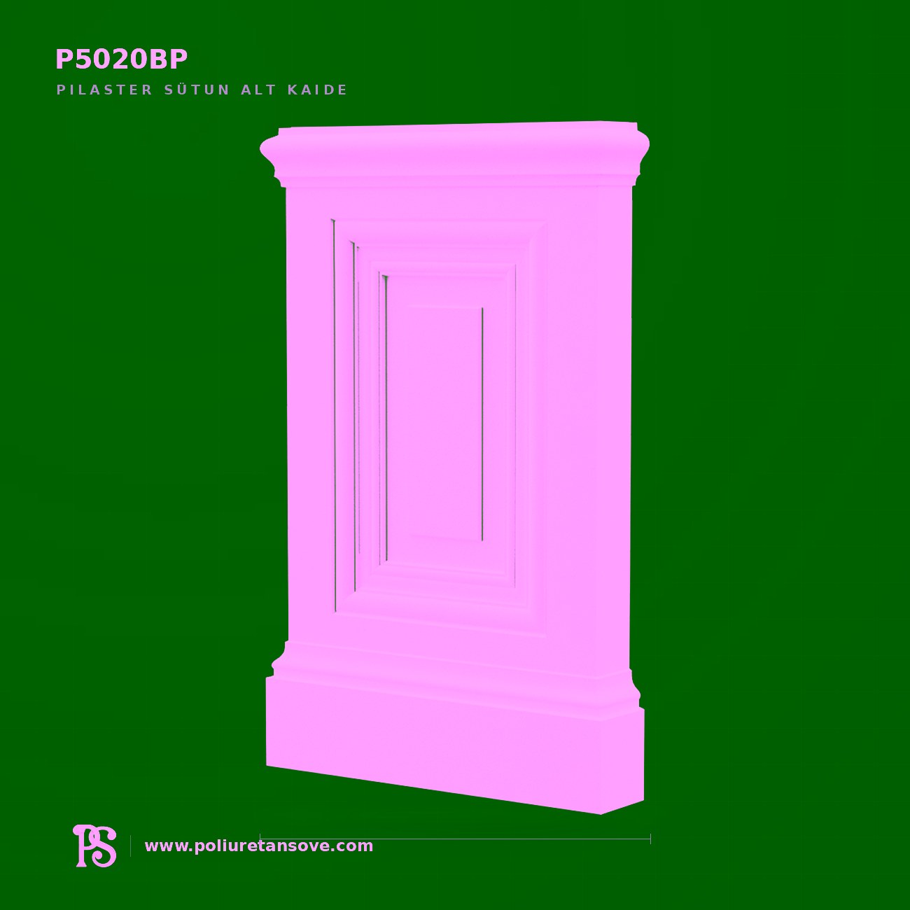 Poliüretan Pilaster Sütun Taban Kaidesi Elemanı 42x227x362 mm