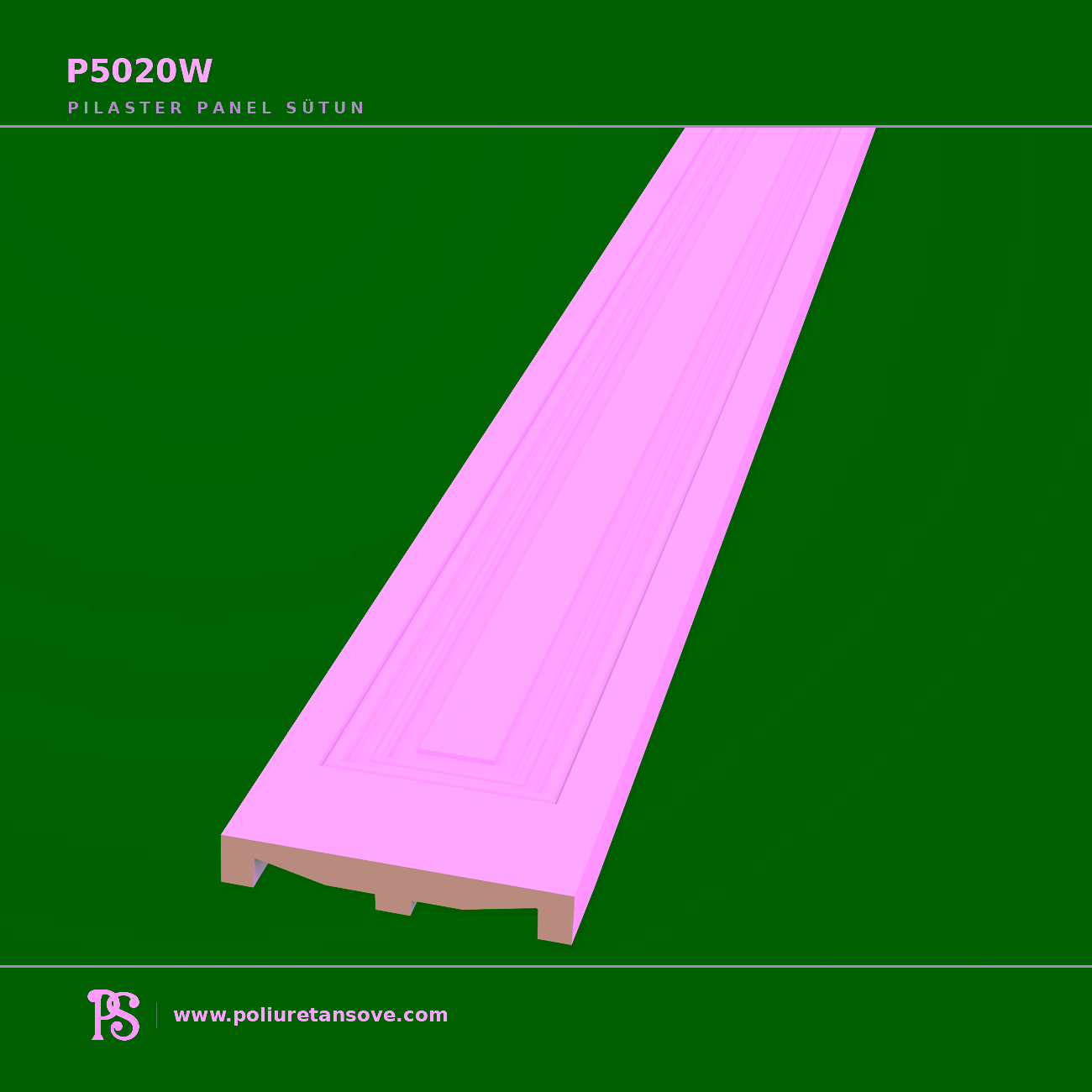 Düz Panelli Poliüretan Pilaster Duvar Sütunu P5020W