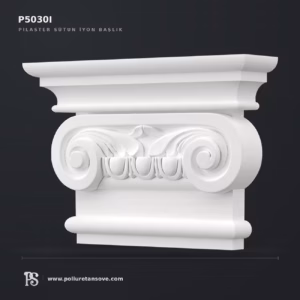 Poliüretan Söve İyon Başlıklı Pilaster Duvar Süsleme Modeli 9x42 cm