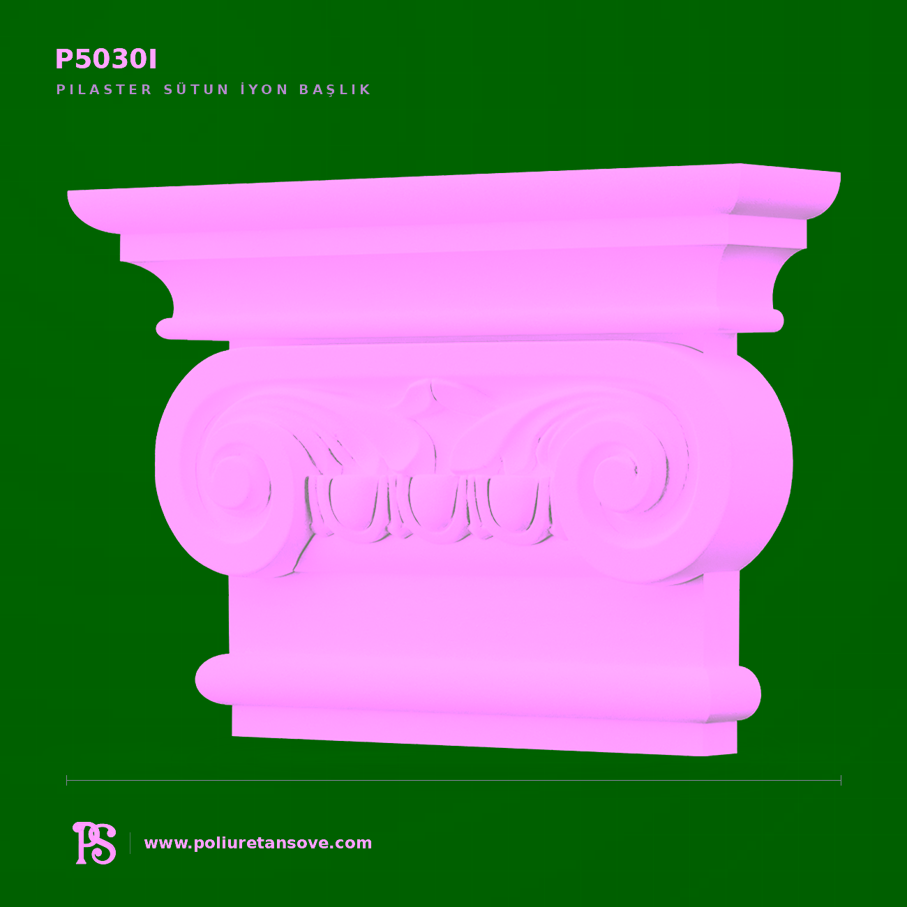 Poliüretan Söve İyon Başlıklı Pilaster Duvar Süsleme Modeli 9×42 cm