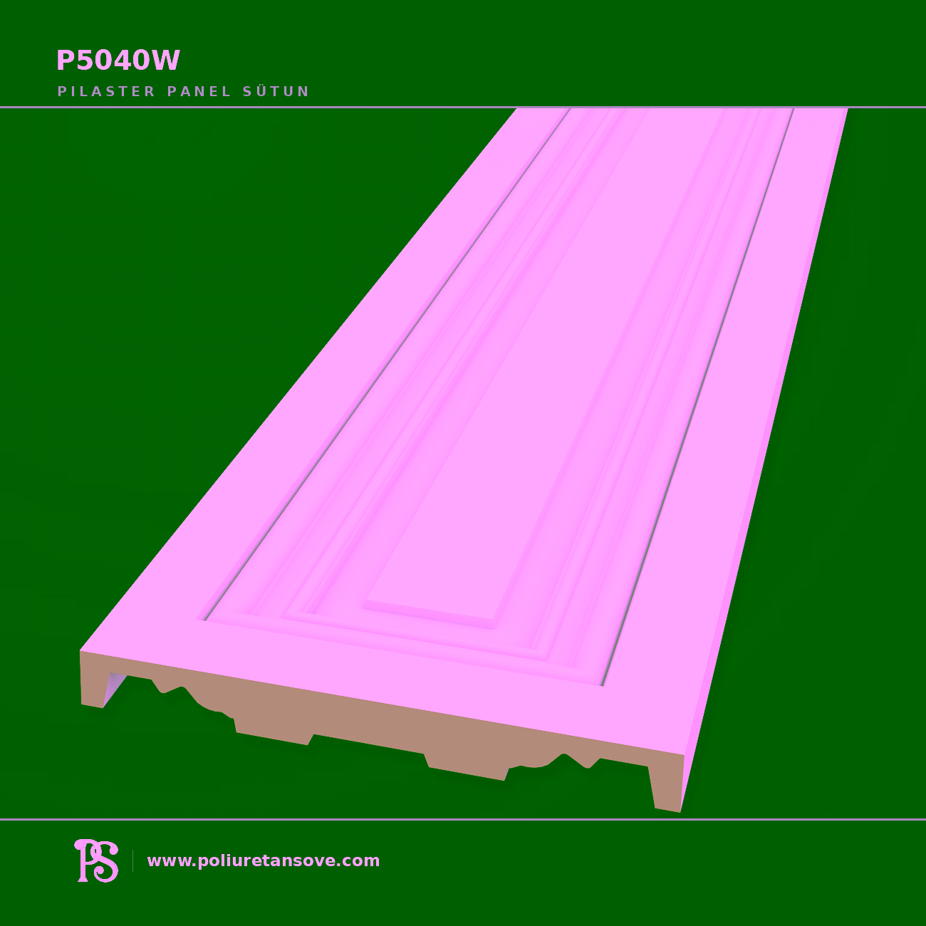 Poliüretan Düz Yüzeyli Pilaster Duvar Paneli 43x403x2400 mm P5040W