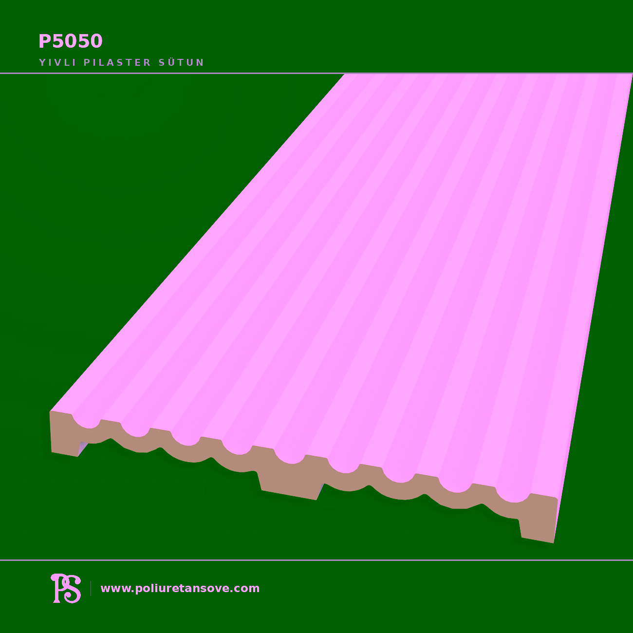 Yivli Poliüretan Pilaster Sütun Duvar Paneli 50x500x2400 mm P5050