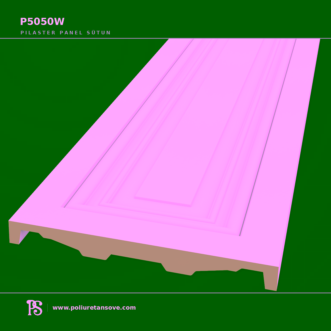 Poliüretan Düz Gövdeli Pilaster Panel Sütun P5050W 50x502x2400 mm