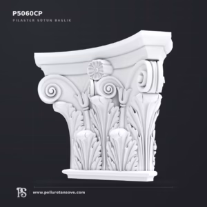 Poliüretan Akant Desenli Geniş Pilaster Kolon Başlığı 30x108 cm