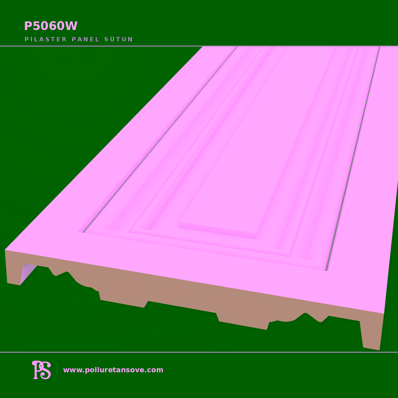 Poliüretan Düz Yüzeyli Pilaster Duvar Paneli Sütunu 65x605x2400 mm