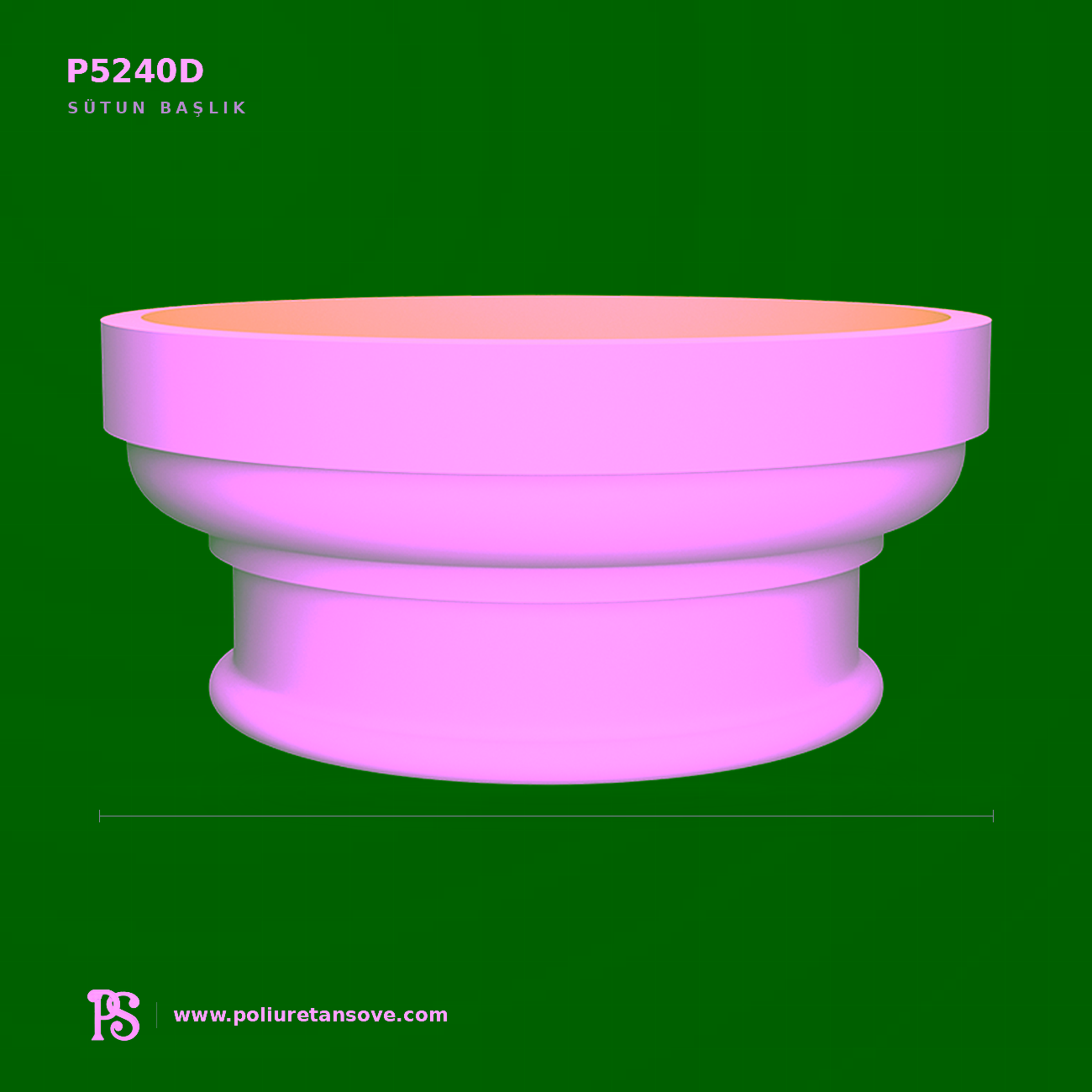 Poliüretan Dairesel Tam Sütun Başlığı ve Kaidesi P5240D (564×564 mm)