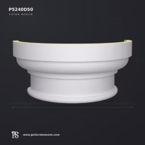 Poliüretan Yarım Dairesel Sütun Başlığı ve Kaidesi P5240D50 (28x56 cm)