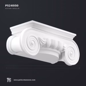 Poliüretan İyonik Yarım Sütun Başlığı P5240I50 (23.8x63.5 cm)